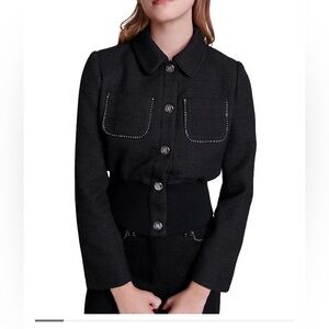 Maje Blopaille Tweed Jacket Black Size 38